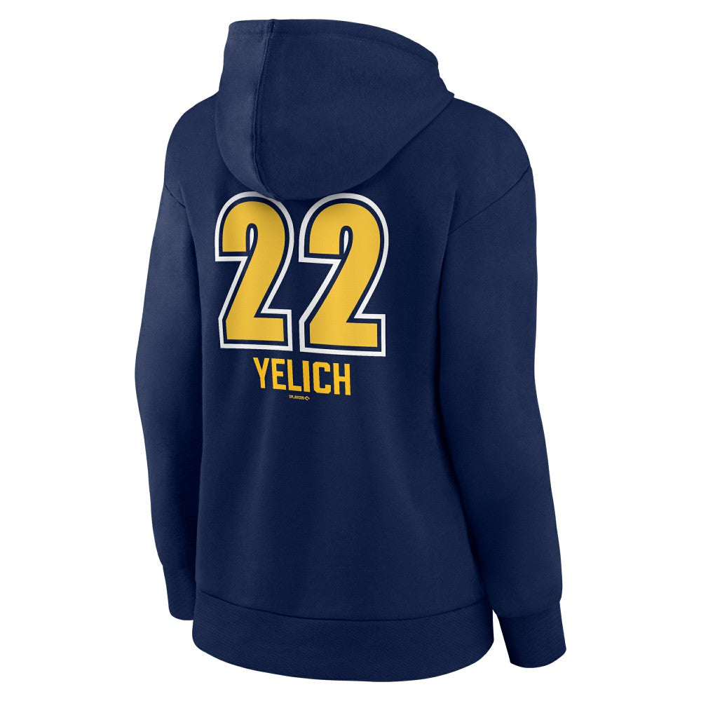 Christian Yelich Milwaukee Brewers Women's Name & Number Fastball Pullover Hoodie - Navy Hoodies