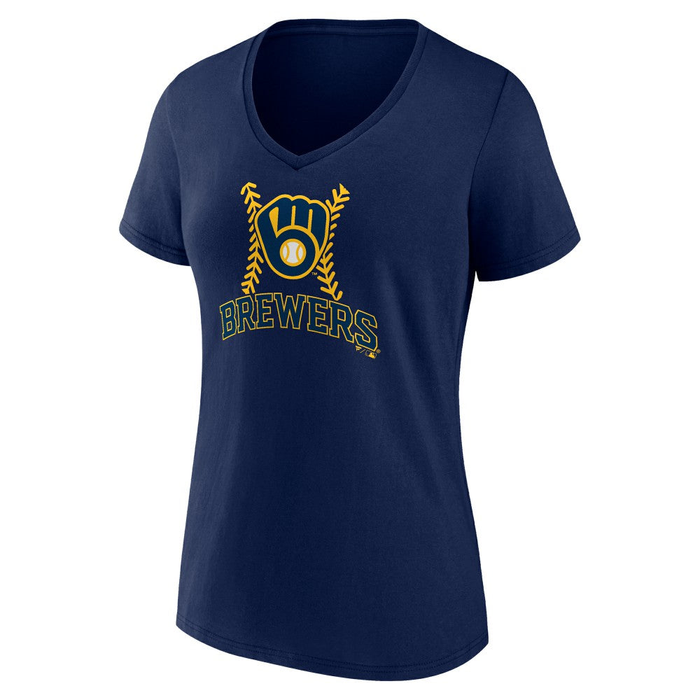 Christian Yelich Milwaukee Brewers Women's Name & Number Fastball V-Neck T-Shirt - Navy T-shirts