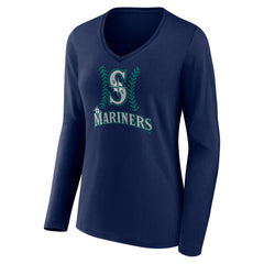 Julio Rodríguez Seattle Mariners Women's Name & Number Fastball V-Neck Long Sleeve T-Shirt - Navy T-shirts