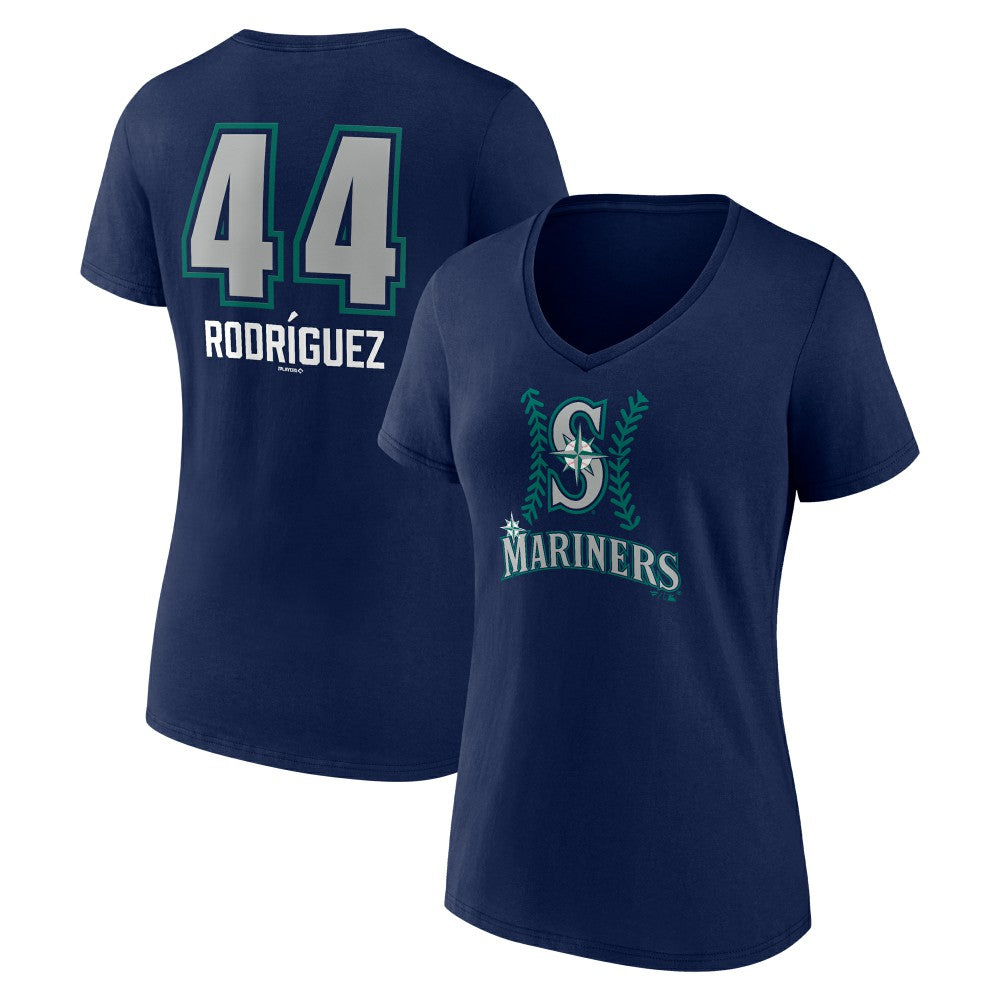 Julio Rodríguez Seattle Mariners Women's Name & Number Fastball V-Neck T-Shirt - Navy T-shirts