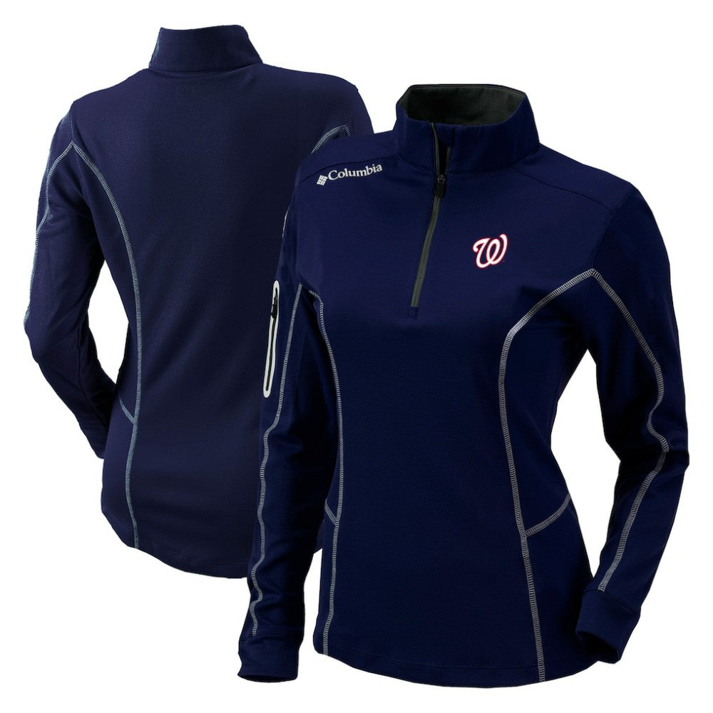 Washington Nationals Columbia Women's Omni-Wick Shotgun Quarter-Zip Pullover Top - Navy Pullover