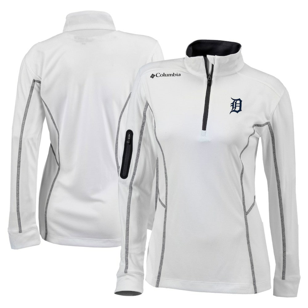Detroit Tigers Columbia Women's Omni-Wick Shotgun Quarter-Zip Pullover Top - White Pullover