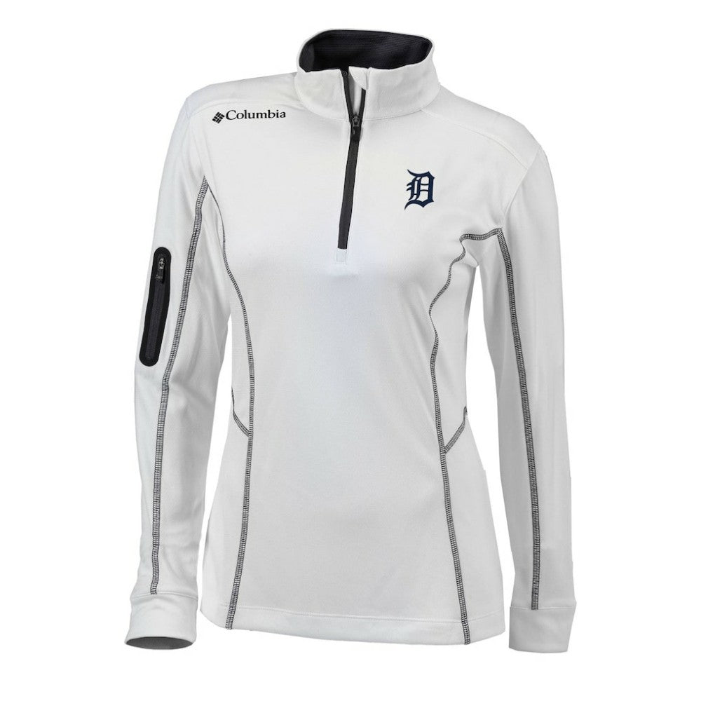 Detroit Tigers Columbia Women's Omni-Wick Shotgun Quarter-Zip Pullover Top - White Pullover