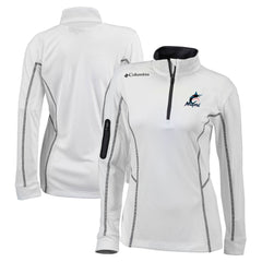 Miami Marlins Columbia Women's Omni-Wick Shotgun Quarter-Zip Pullover Top - White Pullover