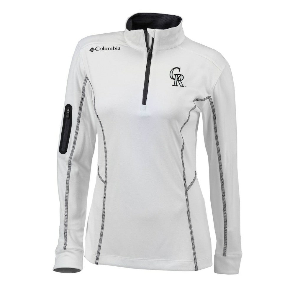 Colorado Rockies Columbia Women's Omni-Wick Shotgun Quarter-Zip Pullover Top - White Pullover