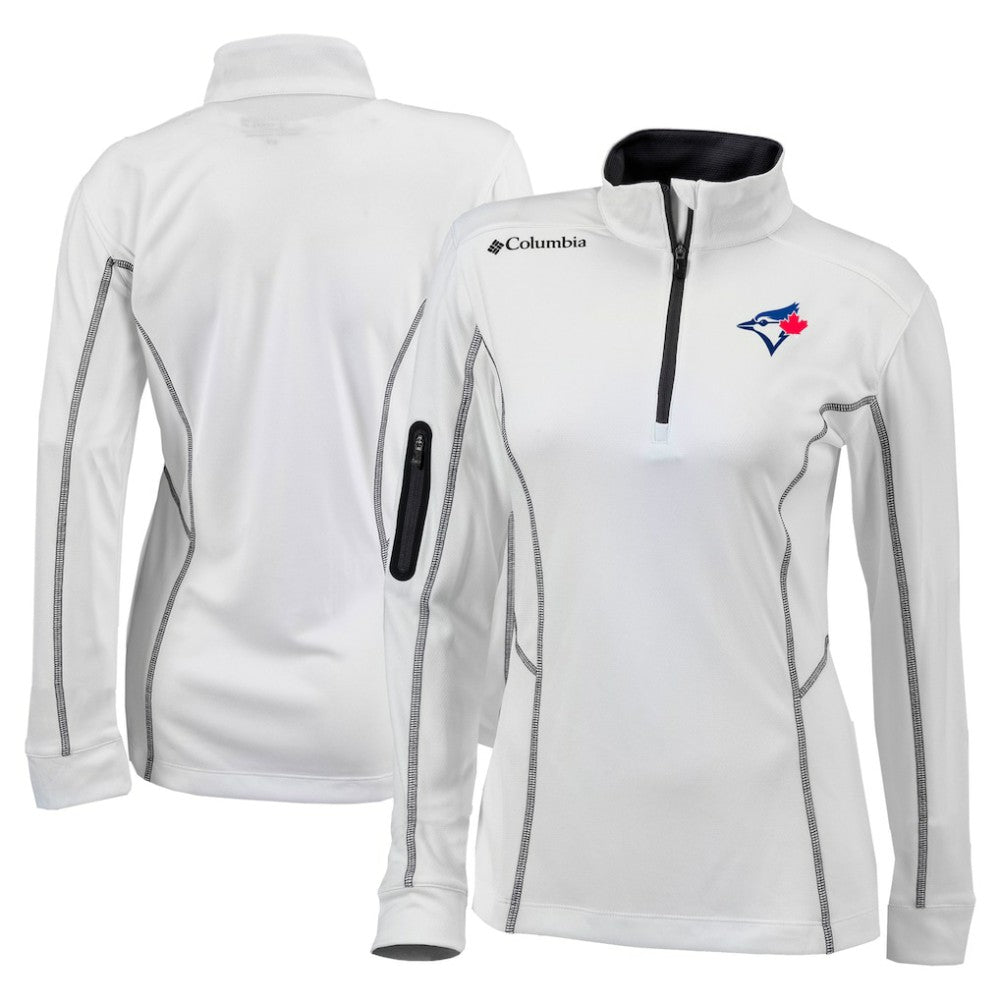 Toronto Blue Jays Columbia Women's Omni-Wick Shotgun Quarter-Zip Pullover Top - White Pullover