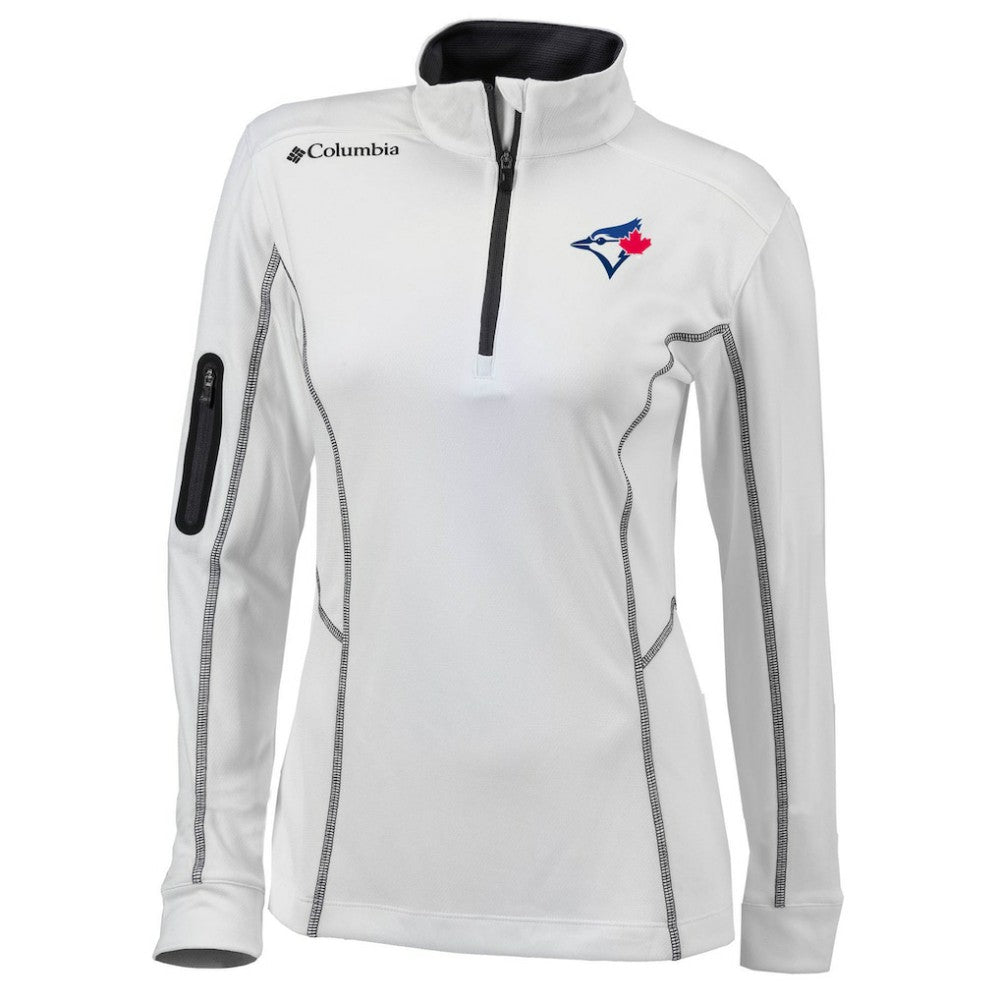 Toronto Blue Jays Columbia Women's Omni-Wick Shotgun Quarter-Zip Pullover Top - White Pullover