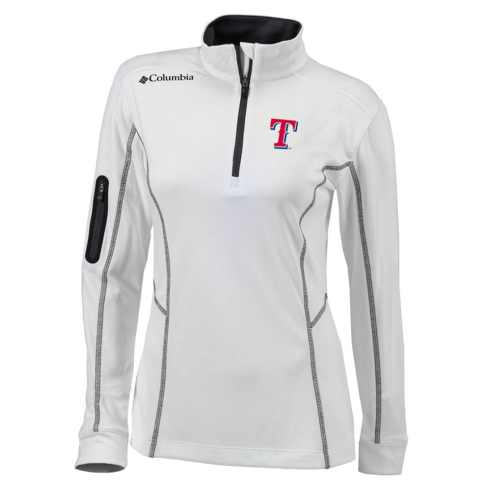 Texas Rangers Columbia Women's Omni-Wick Shotgun Quarter-Zip Pullover Top - White Pullover