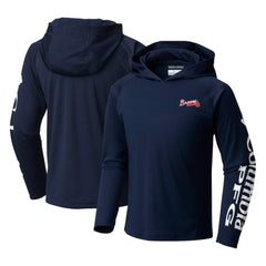 Atlanta Braves Columbia Youth Terminal Tackle Long Sleeve Hoodie T-Shirt - Navy Hoodies