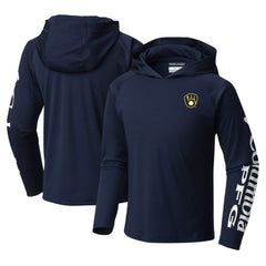 Milwaukee Brewers Columbia Youth Terminal Tackle Long Sleeve Hoodie T-Shirt - Navy Hoodies