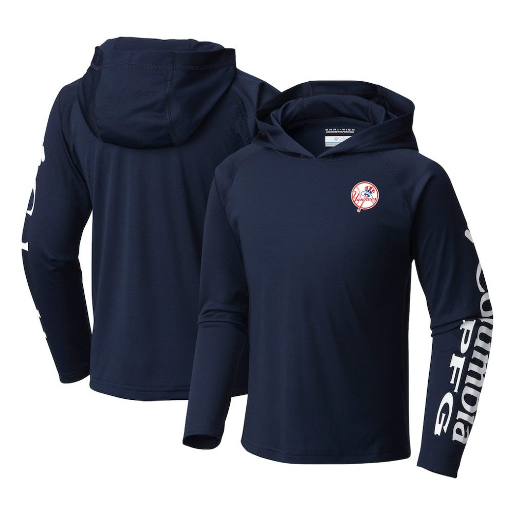 New York Yankees Columbia Youth Terminal Tackle Long Sleeve Hoodie T-Shirt - Navy Hoodies