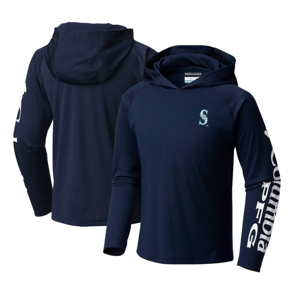 Seattle Mariners Columbia Youth Terminal Tackle Long Sleeve Hoodie T-Shirt - Navy Hoodies