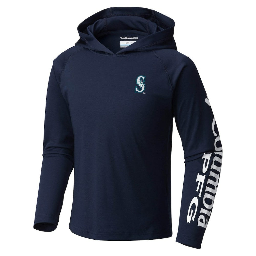 Seattle Mariners Columbia Youth Terminal Tackle Long Sleeve Hoodie T-Shirt - Navy Hoodies