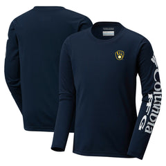 Milwaukee Brewers Columbia Youth Terminal Tackle Long Sleeve T-Shirt - Navy T-shirts
