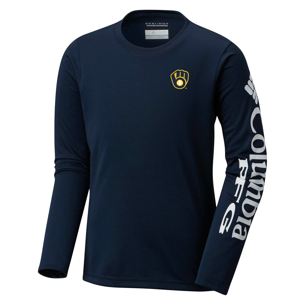 Milwaukee Brewers Columbia Youth Terminal Tackle Long Sleeve T-Shirt - Navy T-shirts