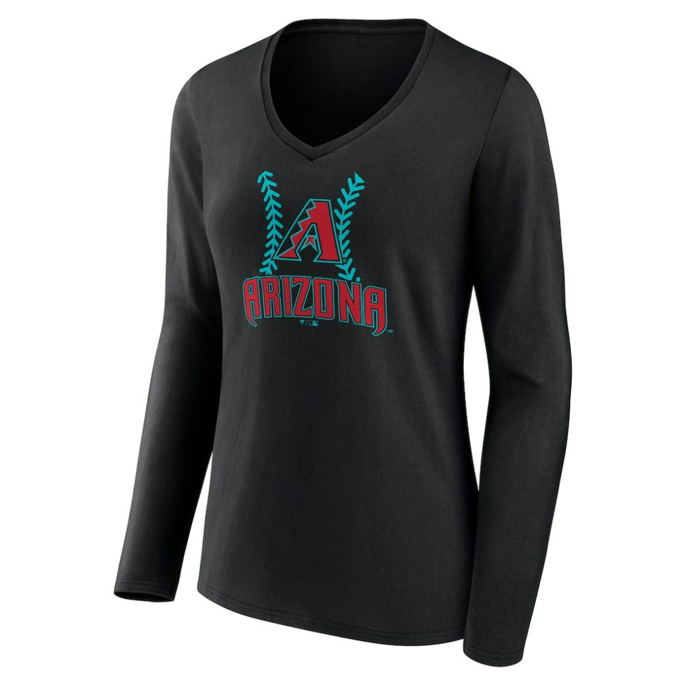 Ketel Marte Arizona Diamondbacks Women's Name & Number Fastball V-Neck Long Sleeve T-Shirt - Black T-shirts