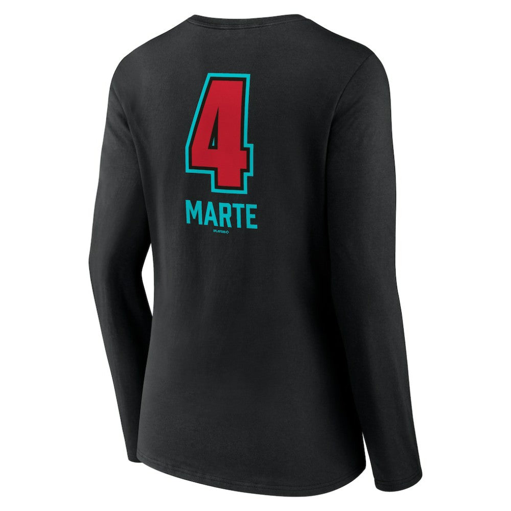Ketel Marte Arizona Diamondbacks Women's Name & Number Fastball V-Neck Long Sleeve T-Shirt - Black T-shirts