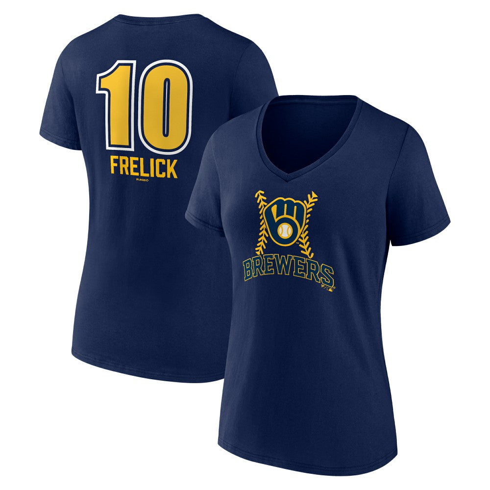 Sal Frelick Milwaukee Brewers Women's Name & Number Fastball V-Neck T-Shirt - Navy T-shirts