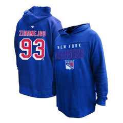 NHL Mika Zibanejad New York Rangers Profile Women's Plus Size Name & Number Thermal Pullover Hoodie - Blue