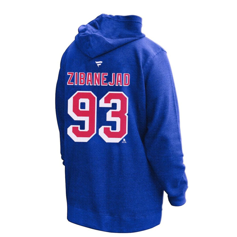 NHL Mika Zibanejad New York Rangers Profile Women's Plus Size Name & Number Thermal Pullover Hoodie - Blue
