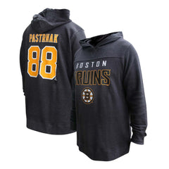 NHL David Pastrnak Boston Bruins Profile Women's Plus Size Name & Number Thermal Pullover Hoodie - Black