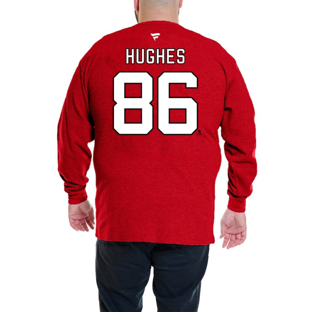 NHL Jack Hughes New Jersey Devils Profile Big & Tall Name & Number Thermal Pullover Sweatshirt - Red