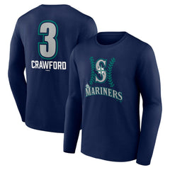 J.P. Crawford Seattle Mariners Name & Number Fastball Long Sleeve T-Shirt - Navy T-shirts