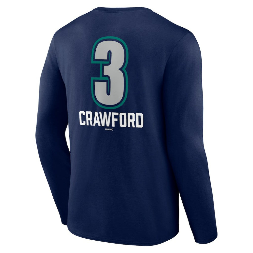 J.P. Crawford Seattle Mariners Name & Number Fastball Long Sleeve T-Shirt - Navy T-shirts