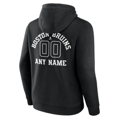 NHL,Custom Boston Bruins Personalized Name & Number Monochrome Pullover Hoodie - Black