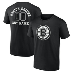 NHL,Custom Boston Bruins Personalized Name & Number Monochrome T-Shirt - Black