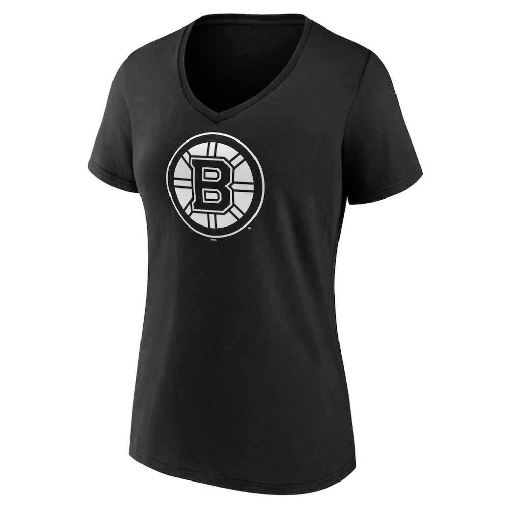 NHL,Custom Boston Bruins Women's Personalized Name & Number Monochrome V-Neck T-Shirt - Black