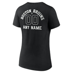 NHL,Custom Boston Bruins Women's Personalized Name & Number Monochrome V-Neck T-Shirt - Black