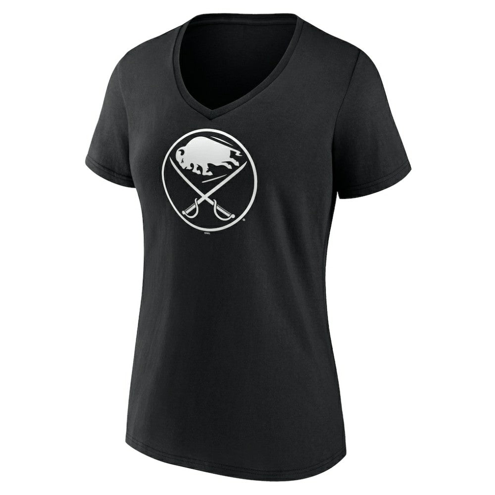 NHL,Custom Buffalo Sabres Women's Personalized Name & Number Monochrome V-Neck T-Shirt - Black