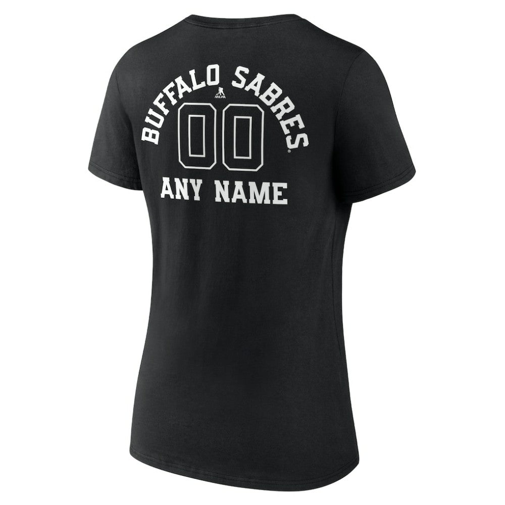 NHL,Custom Buffalo Sabres Women's Personalized Name & Number Monochrome V-Neck T-Shirt - Black