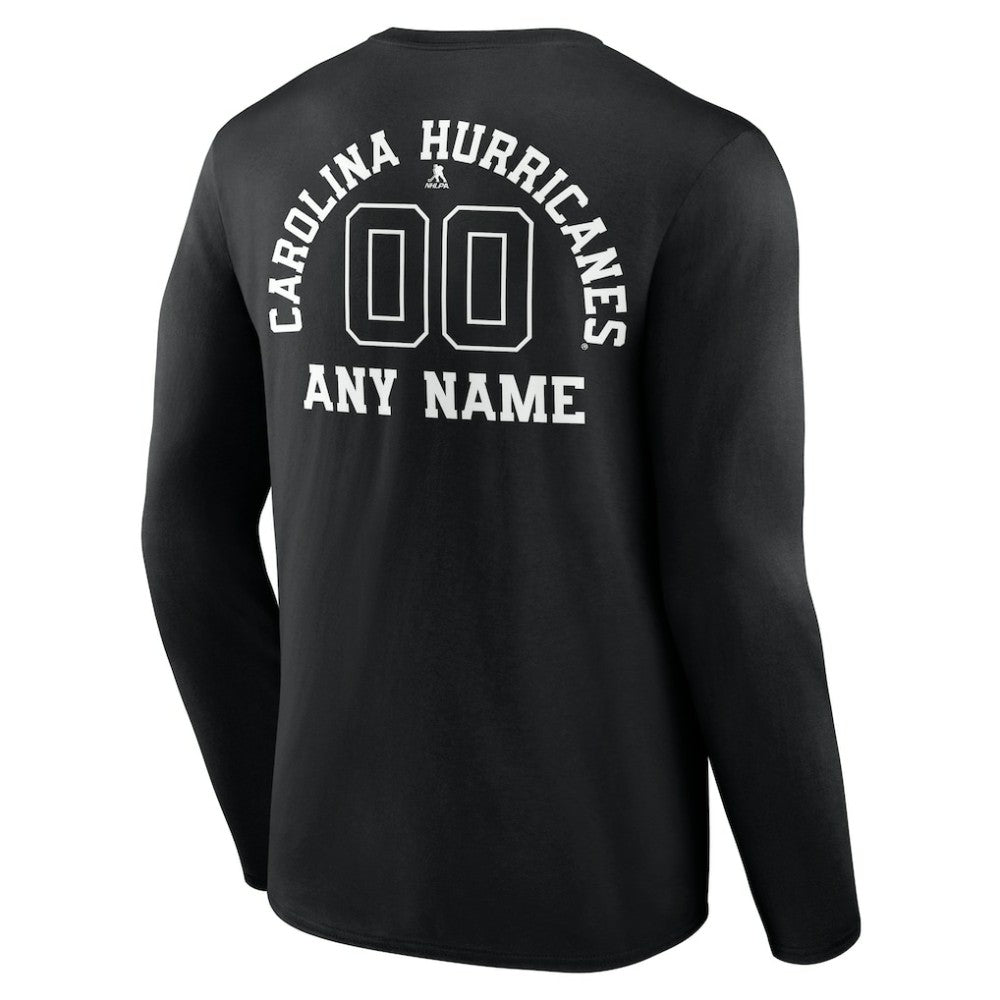 NHL,Custom Carolina Hurricanes Personalized Name & Number Monochrome Long Sleeve T-Shirt - Black