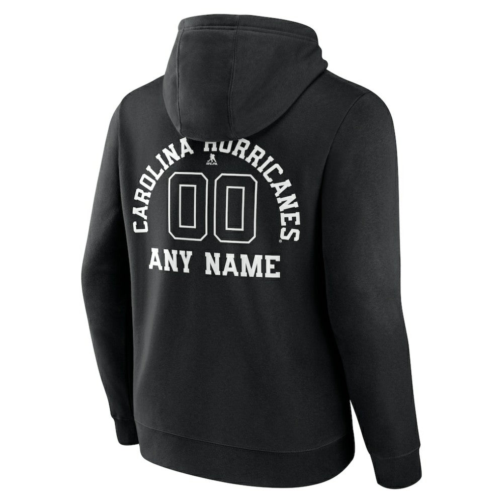 NHL,Custom Carolina Hurricanes Personalized Name & Number Monochrome Pullover Hoodie - Black