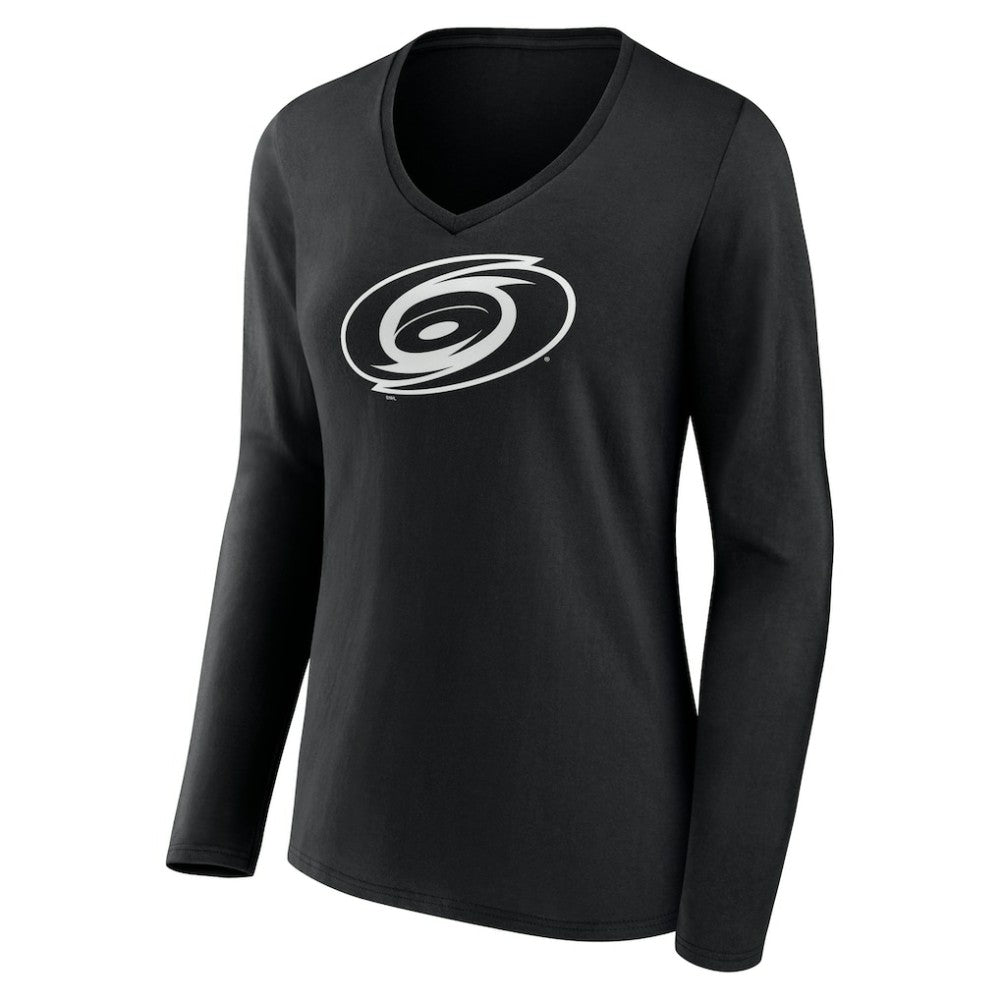 NHL,Custom Carolina Hurricanes Women's Personalized Name & Number Monochrome Long Sleeve V-Neck T-Shirt - Black