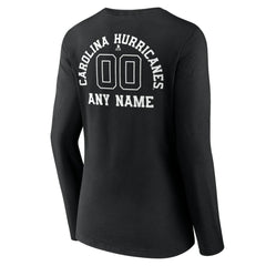 NHL,Custom Carolina Hurricanes Women's Personalized Name & Number Monochrome Long Sleeve V-Neck T-Shirt - Black