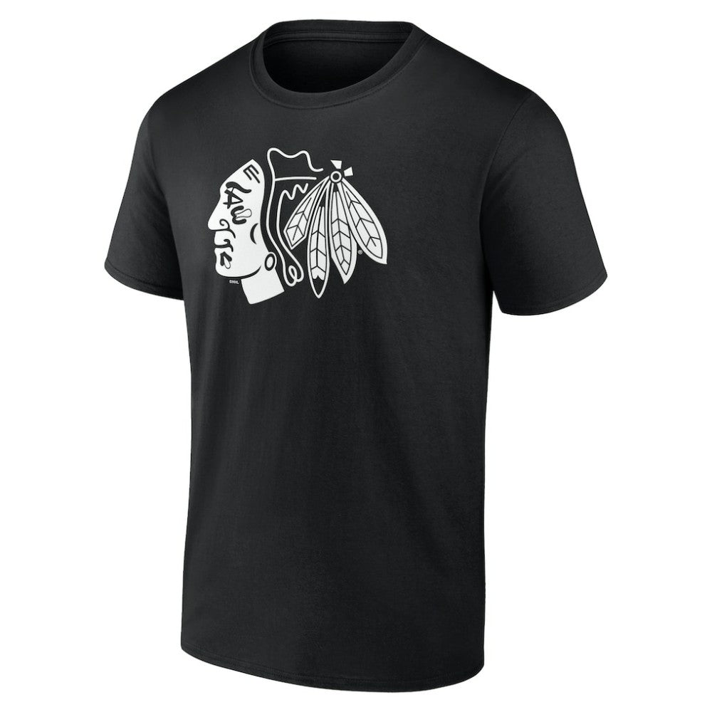 NHL,Custom Chicago Blackhawks Personalized Name & Number Monochrome T-Shirt - Black