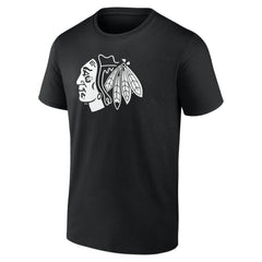 NHL,Custom Chicago Blackhawks Personalized Name & Number Monochrome T-Shirt - Black