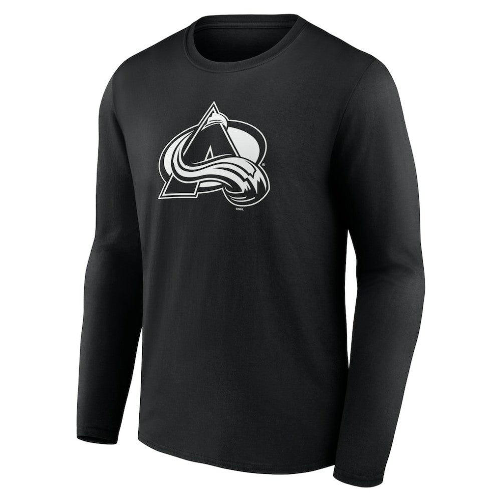 NHL,Custom Colorado Avalanche Personalized Name & Number Monochrome Long Sleeve T-Shirt - Black