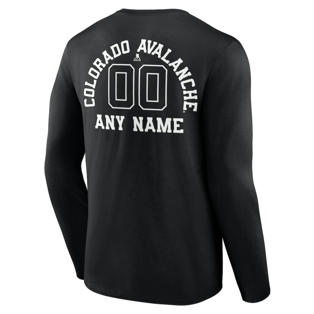 NHL,Custom Colorado Avalanche Personalized Name & Number Monochrome Long Sleeve T-Shirt - Black