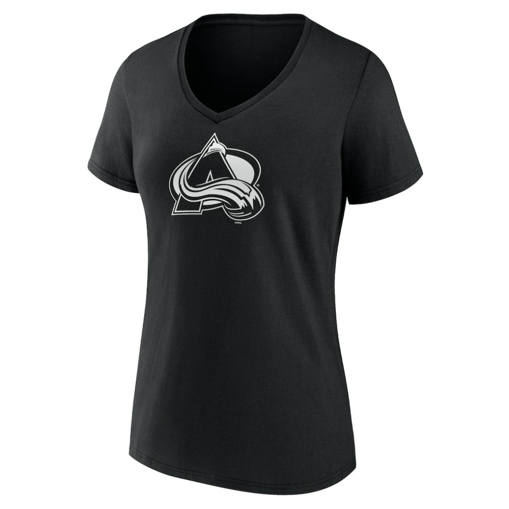 NHL,Custom Colorado Avalanche Women's Personalized Name & Number Monochrome V-Neck T-Shirt - Black