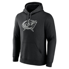 NHL,Custom Columbus Blue Jackets Personalized Name & Number Monochrome Pullover Hoodie - Black
