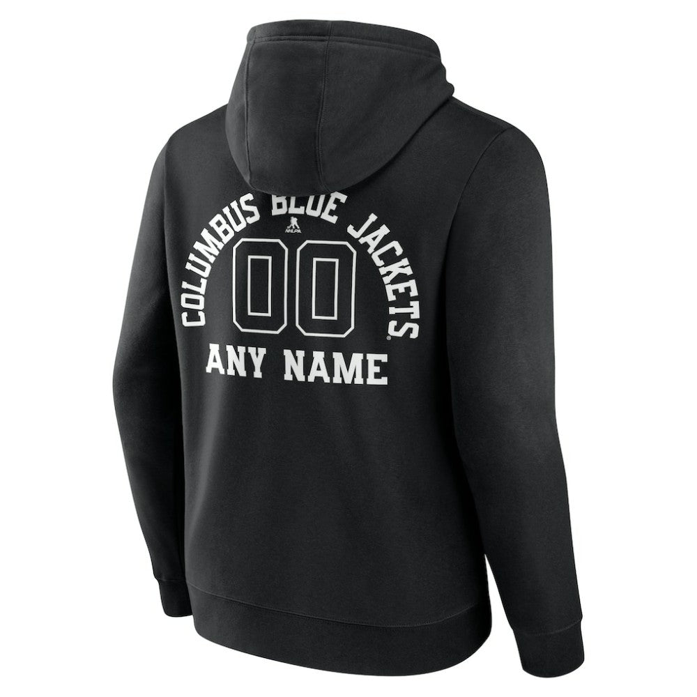 NHL,Custom Columbus Blue Jackets Personalized Name & Number Monochrome Pullover Hoodie - Black