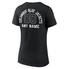 NHL,Custom Columbus Blue Jackets Women's Personalized Name & Number Monochrome V-Neck T-Shirt - Black