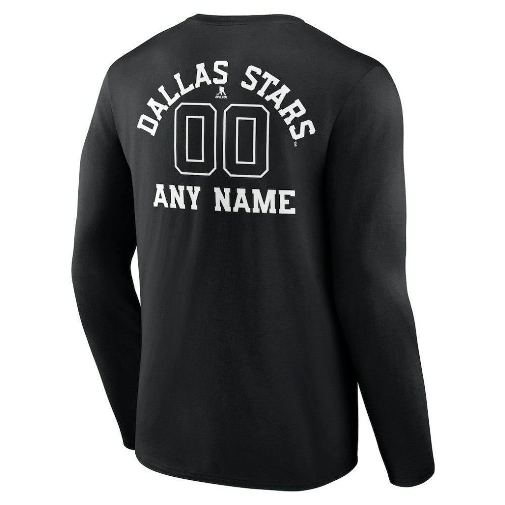 NHL,Custom Dallas Stars Personalized Name & Number Monochrome Long Sleeve T-Shirt - Black