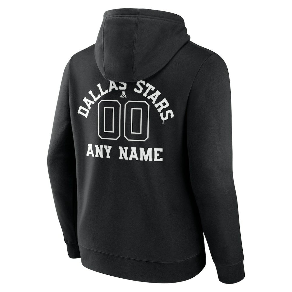 NHL,Custom Dallas Stars Personalized Name & Number Monochrome Pullover Hoodie - Black