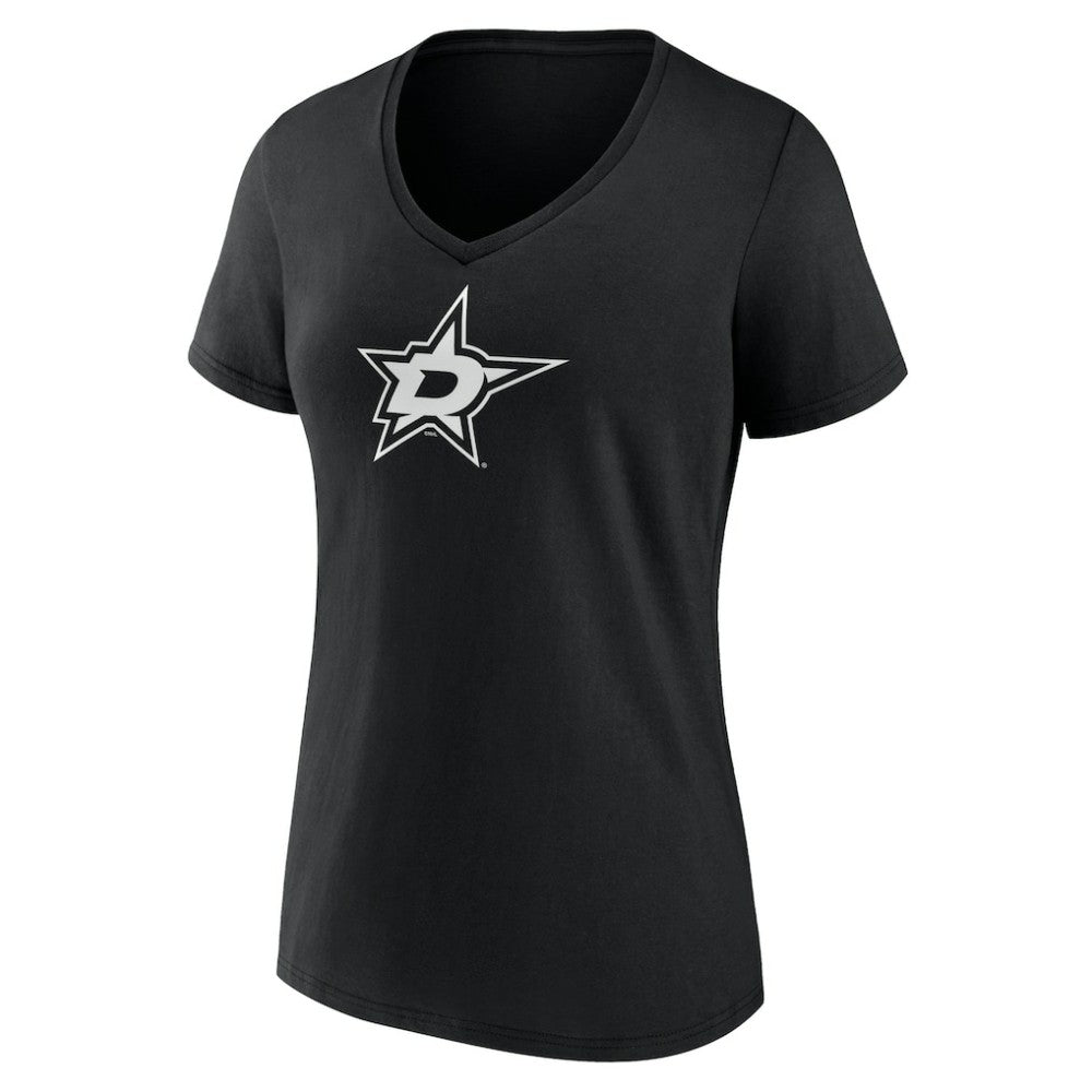 NHL,Custom Dallas Stars Women's Personalized Name & Number Monochrome V-Neck T-Shirt - Black