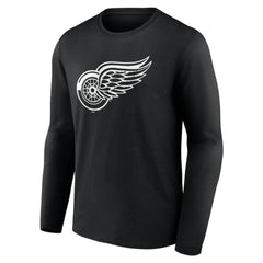 NHL,Custom Detroit Red Wings Personalized Name & Number Monochrome Long Sleeve T-Shirt - Black